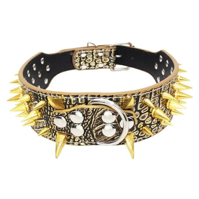 Hot Sale Decorative PU Leather Dog Collar Pointed Nails Rivets Anti Bite Durable Pet Accessories for Big Dogs Pet Accessories
