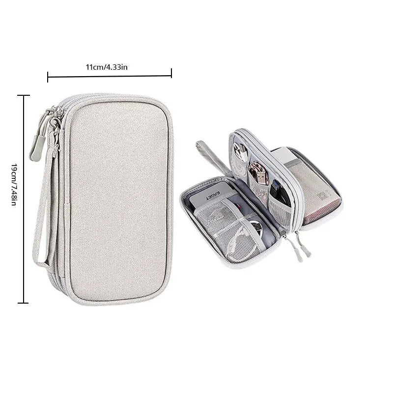 Portable Travel Digital Storage Bag - USB Cable Organizer Headset Charger Case in Grey/Black/Navy for Neatness And Convenience