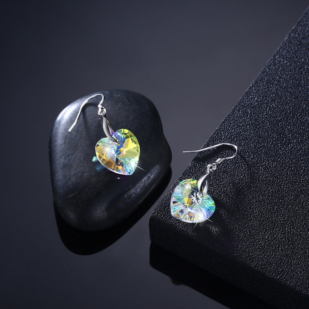 S925 Silver Heart Earrings with Swarovski Crystals