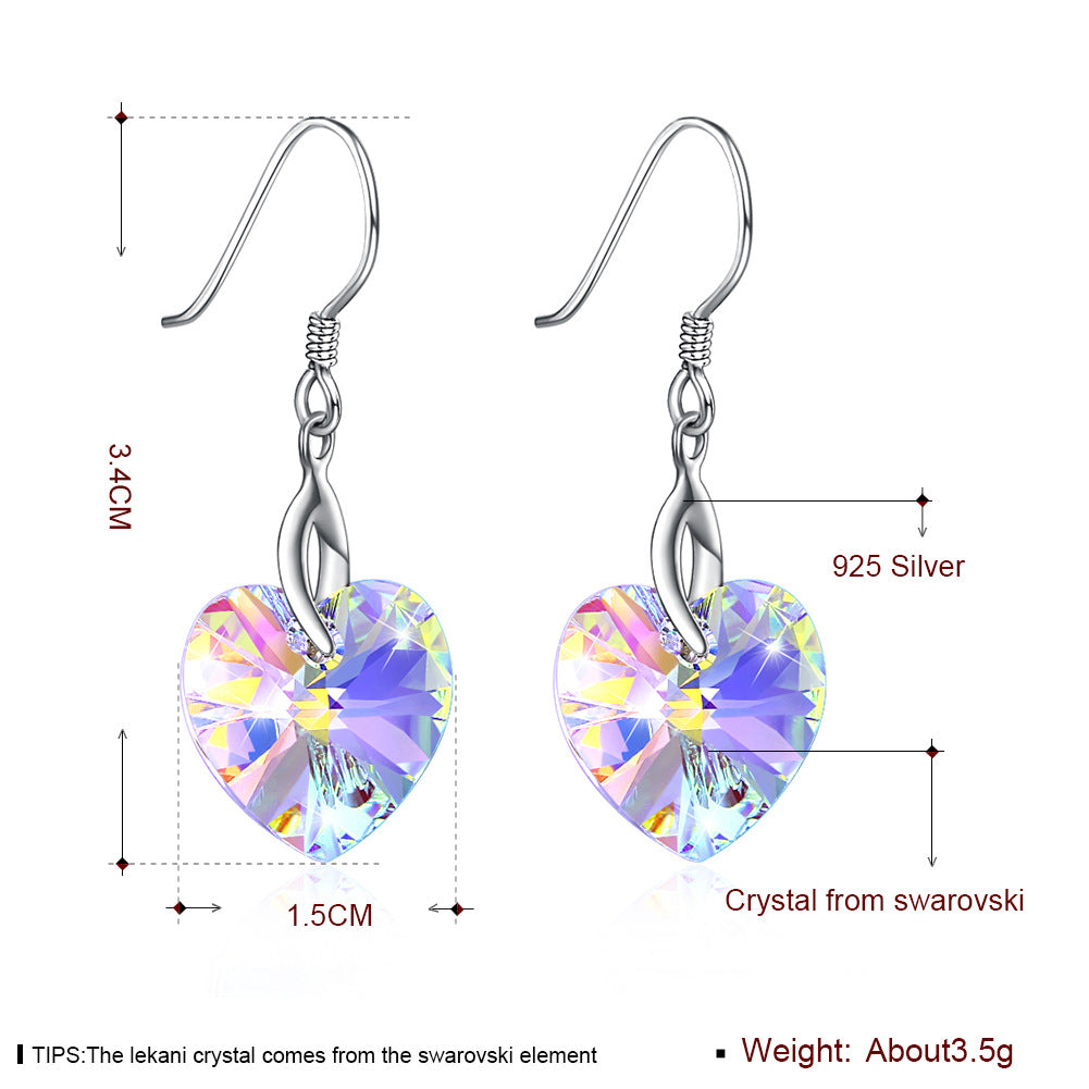 S925 Silver Heart Earrings with Swarovski Crystals