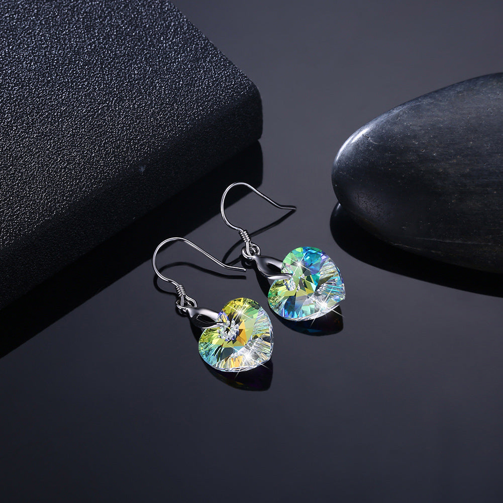 S925 Silver Heart Earrings with Swarovski Crystals