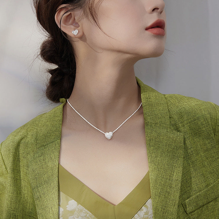 S925 Silver Plated Necklace with Heart Pendant Design