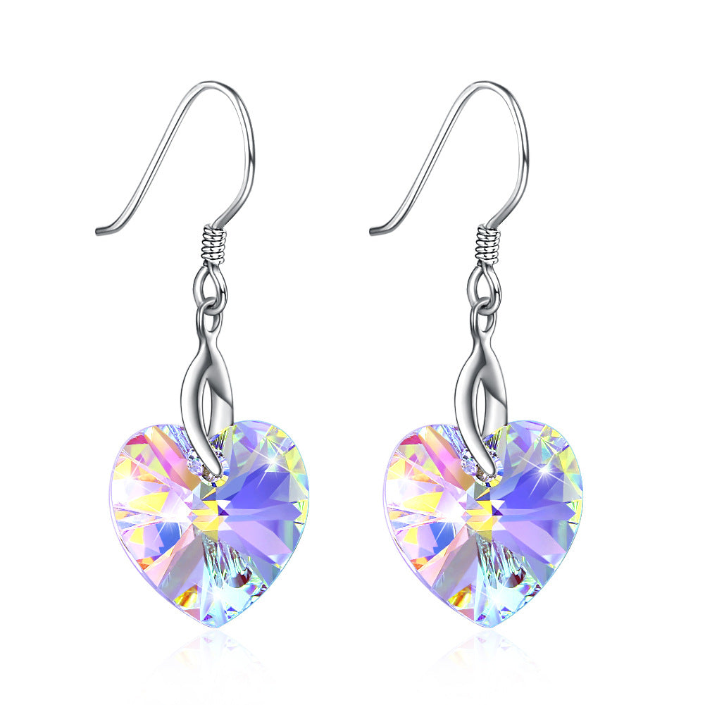 S925 Silver Heart Earrings with Swarovski Crystals