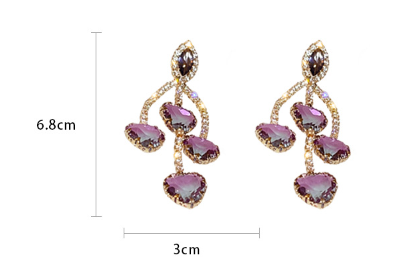 Silver Zirconia Earrings with Diamond Crystal Love Drops